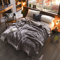 HKM-703059 Reversible Double-Sided Lamb Wool Blanket - 200x230 cm Soft Touch with French Cashmere Feel