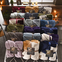 HKM-703059 Reversible Double-Sided Lamb Wool Blanket - 200x230 cm Soft Touch with French Cashmere Feel