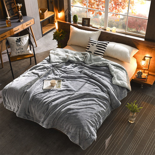 HKM-703059 Reversible Double-Sided Lamb Wool Blanket - 200x230 cm Soft Touch with French Cashmere Feel