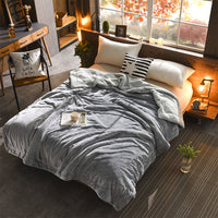 HKM-703059 Reversible Double-Sided Lamb Wool Blanket - 200x230 cm Soft Touch with French Cashmere Feel