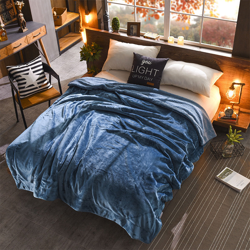 HKM-703059 Reversible Double-Sided Lamb Wool Blanket - 200x230 cm Soft Touch with French Cashmere Feel