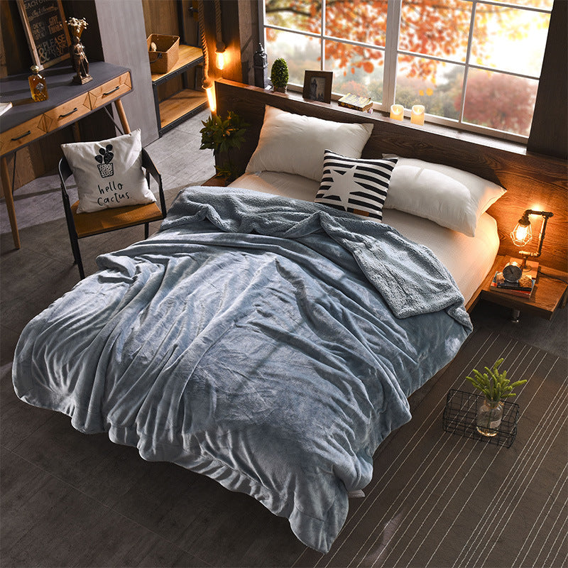 HKM-703059 Reversible Double-Sided Lamb Wool Blanket - 200x230 cm Soft Touch with French Cashmere Feel