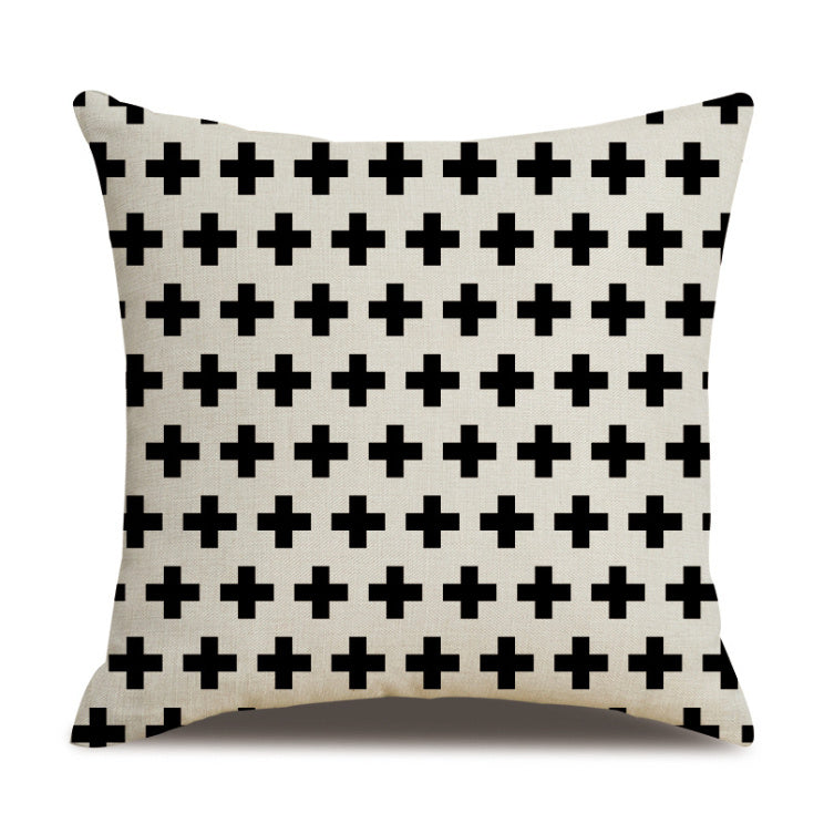 KTX-703123 Striped Polka Dot Linen Throw Pillow Cover - Modern 45x45cm Design