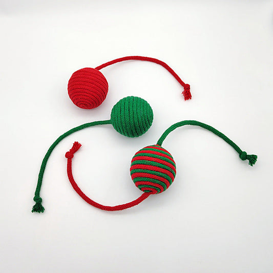 HKM-703187 Christmas Toys For Cats Cotton Rope Ball Interactive Sisal Ball Hanging Decoration