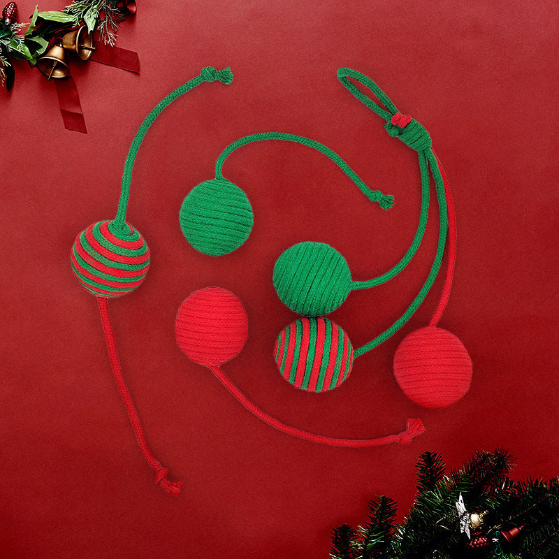 HKM-703187 Christmas Toys For Cats Cotton Rope Ball Interactive Sisal Ball Hanging Decoration