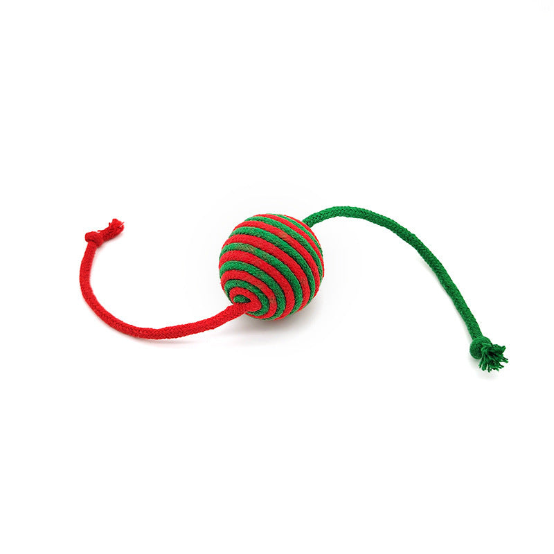 HKM-703187 Christmas Toys For Cats Cotton Rope Ball Interactive Sisal Ball Hanging Decoration