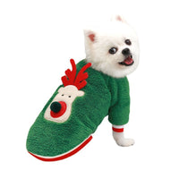 HKM-703315 Santa Reindeer Coral Fleece Dog Sweater - Cute Holiday Costume for Pets