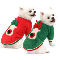 HKM-703315 Santa Reindeer Coral Fleece Dog Sweater - Cute Holiday Costume for Pets