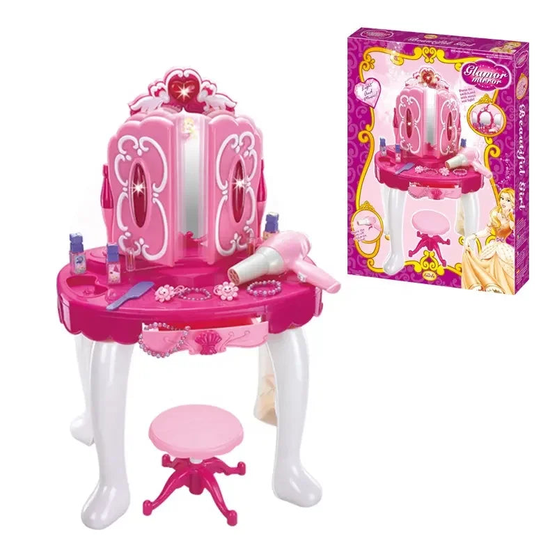 KTX-703571 Beauty Play Set for Girls with Dresser and Makeup Mirror - Pretend Play Toy