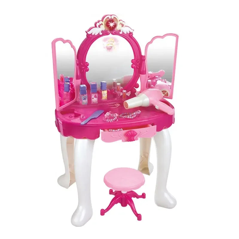 KTX-703571 Beauty Play Set for Girls with Dresser and Makeup Mirror - Pretend Play Toy