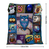 HKM-703571 Soft Flannel Owl Pattern Multifunctional Blanket for Home, Outdoor, Beach, and Camping Use