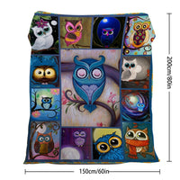 HKM-703571 Soft Flannel Owl Pattern Multifunctional Blanket for Home, Outdoor, Beach, and Camping Use