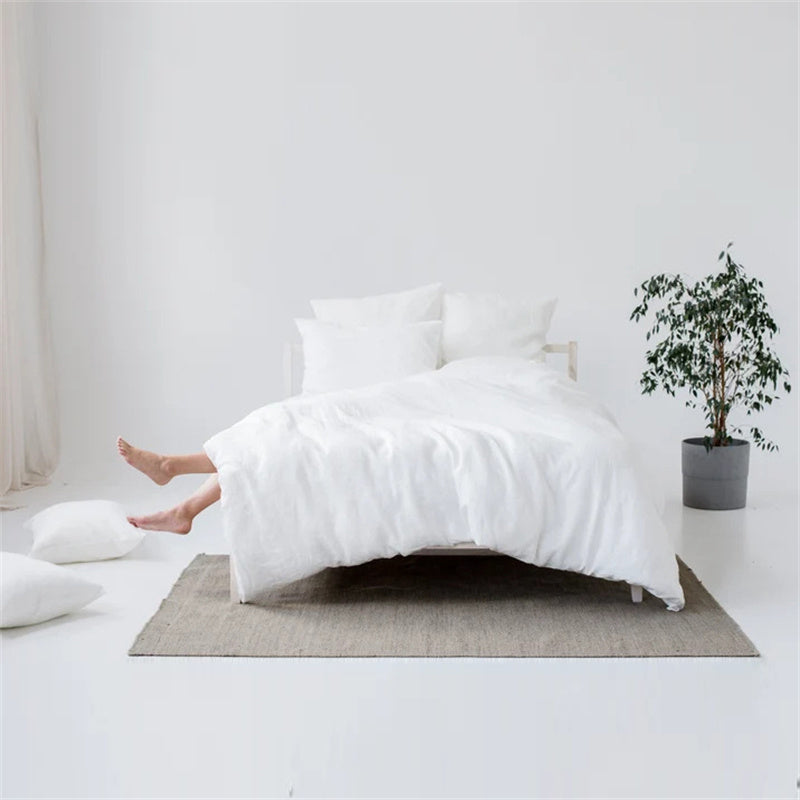HKM-703891 Linen Four-Piece Minimalist Bed Set in Various Soft Colors