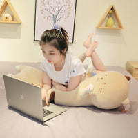 HKM-703891 Long Cartoon Plush Hug Pillow - Down Cotton Filling, Soft Gray, White, Brown Options, Multiple Sizes Available 60cm, 80cm, 100cm