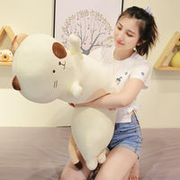 HKM-703891 Long Cartoon Plush Hug Pillow - Down Cotton Filling, Soft Gray, White, Brown Options, Multiple Sizes Available 60cm, 80cm, 100cm