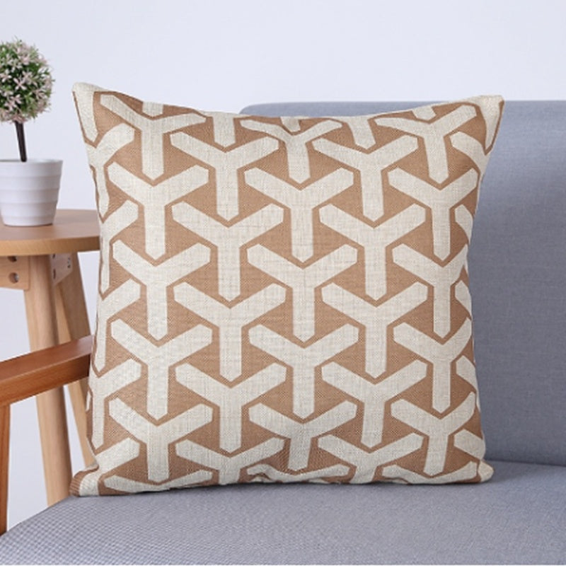 HKM-703955 Geometric Linen Cotton Cushion Cover for Sofa