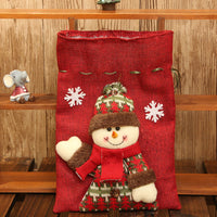 HKM-704019 Three-Dimensional Linen Doll Gift Bag - Santa Claus, Snowman, Deer Design, 20x28 cm
