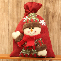HKM-704019 Three-Dimensional Linen Doll Gift Bag - Santa Claus, Snowman, Deer Design, 20x28 cm