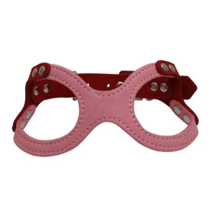 HKM-704083 Spectacle Shaped Pet Chest Strap in Soft Korean Velvet with Zinc Alloy Hardware