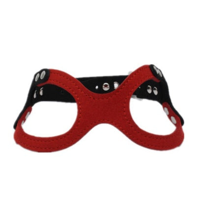 HKM-704083 Spectacle Shaped Pet Chest Strap in Soft Korean Velvet with Zinc Alloy Hardware