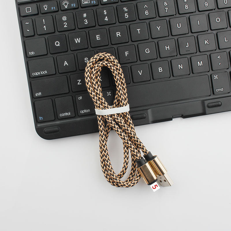 HKM-704275 Hemp Rope Braided Fast Charging Cable for Apple Devices - 1m Length, 8PIN Interface