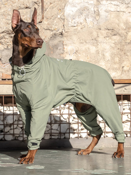 HKM-704339 Outdoor Mountaineering Suit for Medium and Large Shiba Inu - Casual Four-Legged Dog Clothing in Army Green and Khaki