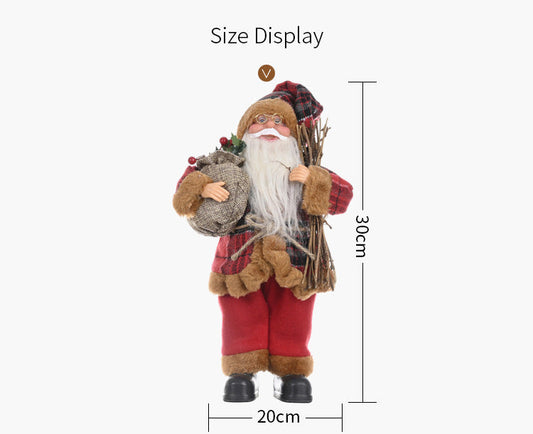 HKM-704339 Standing Santa Claus Doll - Decorative Christmas Ornament - Plastic Material, Semi-Manual Craft