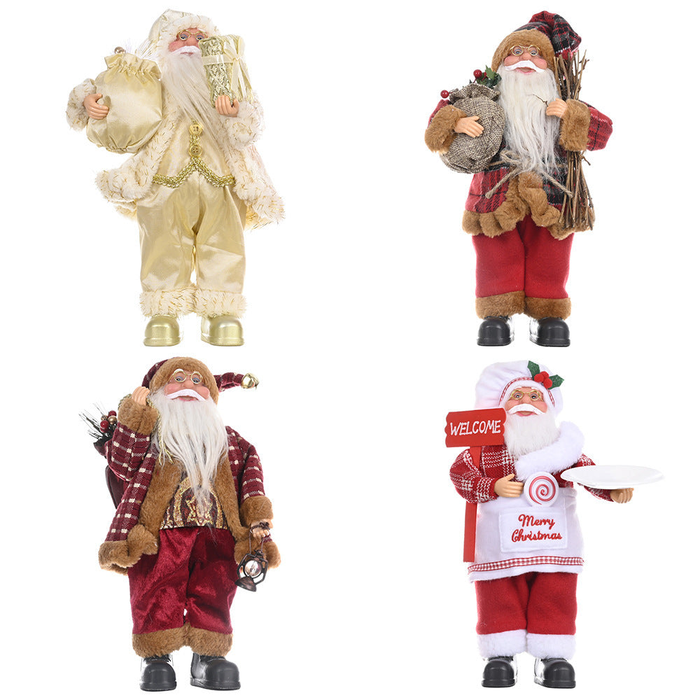 HKM-704339 Standing Santa Claus Doll - Decorative Christmas Ornament - Plastic Material, Semi-Manual Craft