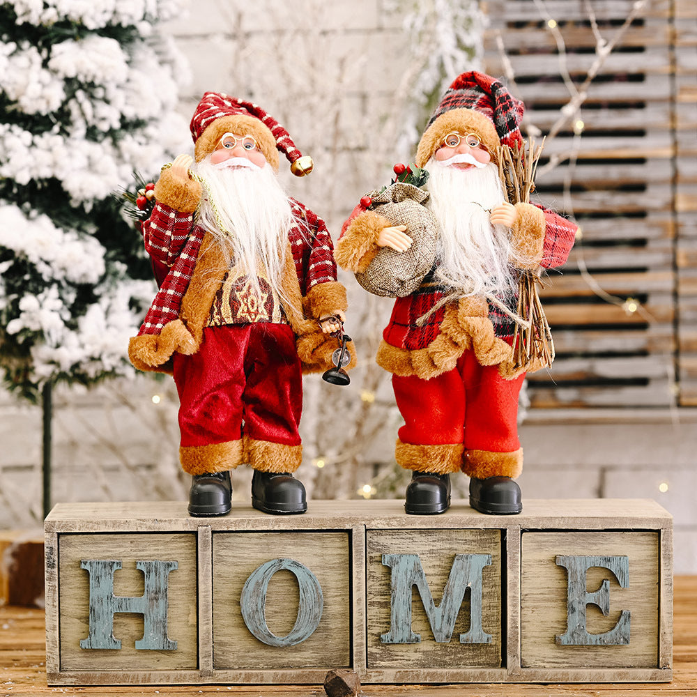 HKM-704339 Standing Santa Claus Doll - Decorative Christmas Ornament - Plastic Material, Semi-Manual Craft