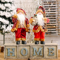 HKM-704339 Standing Santa Claus Doll - Decorative Christmas Ornament - Plastic Material, Semi-Manual Craft