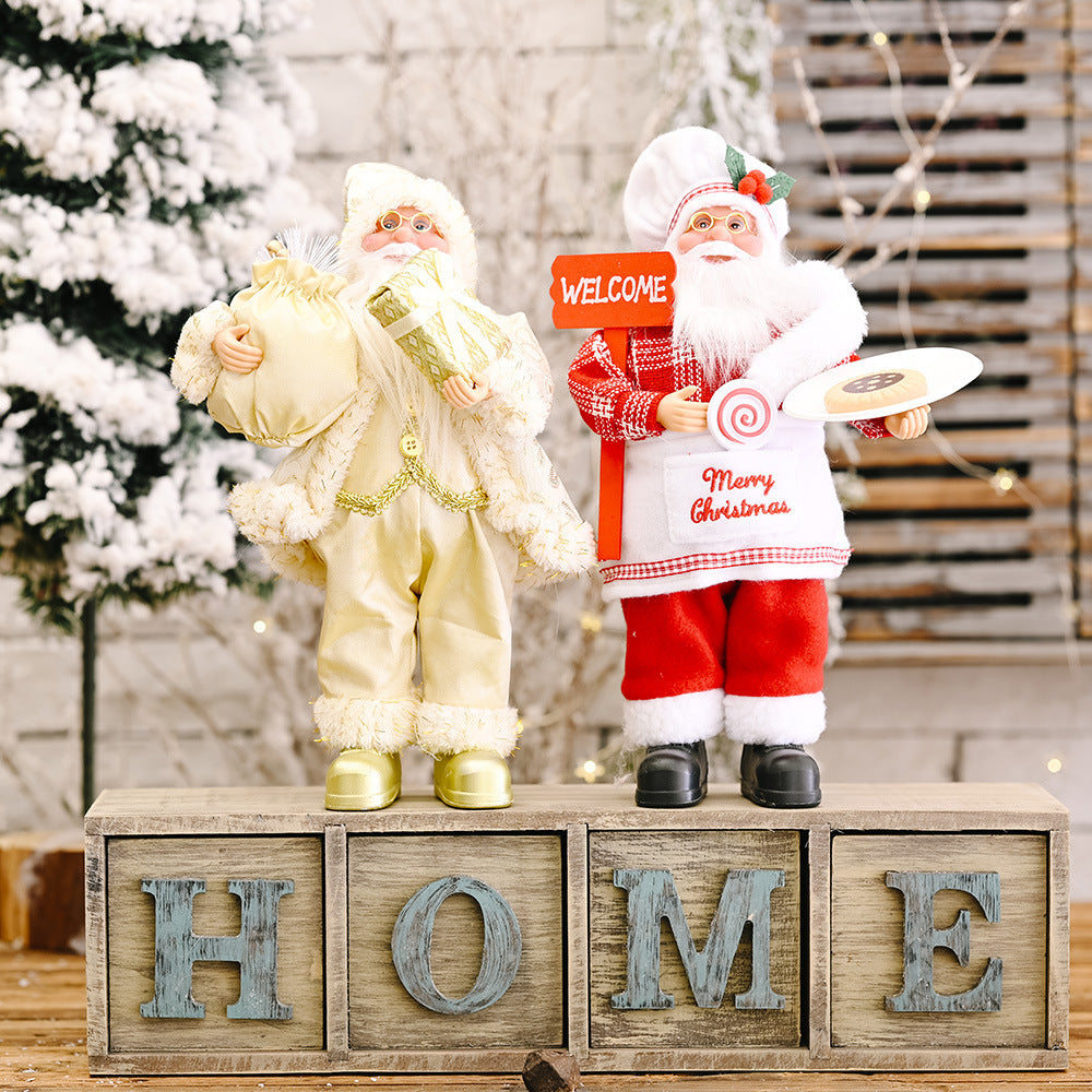 HKM-704339 Standing Santa Claus Doll - Decorative Christmas Ornament - Plastic Material, Semi-Manual Craft