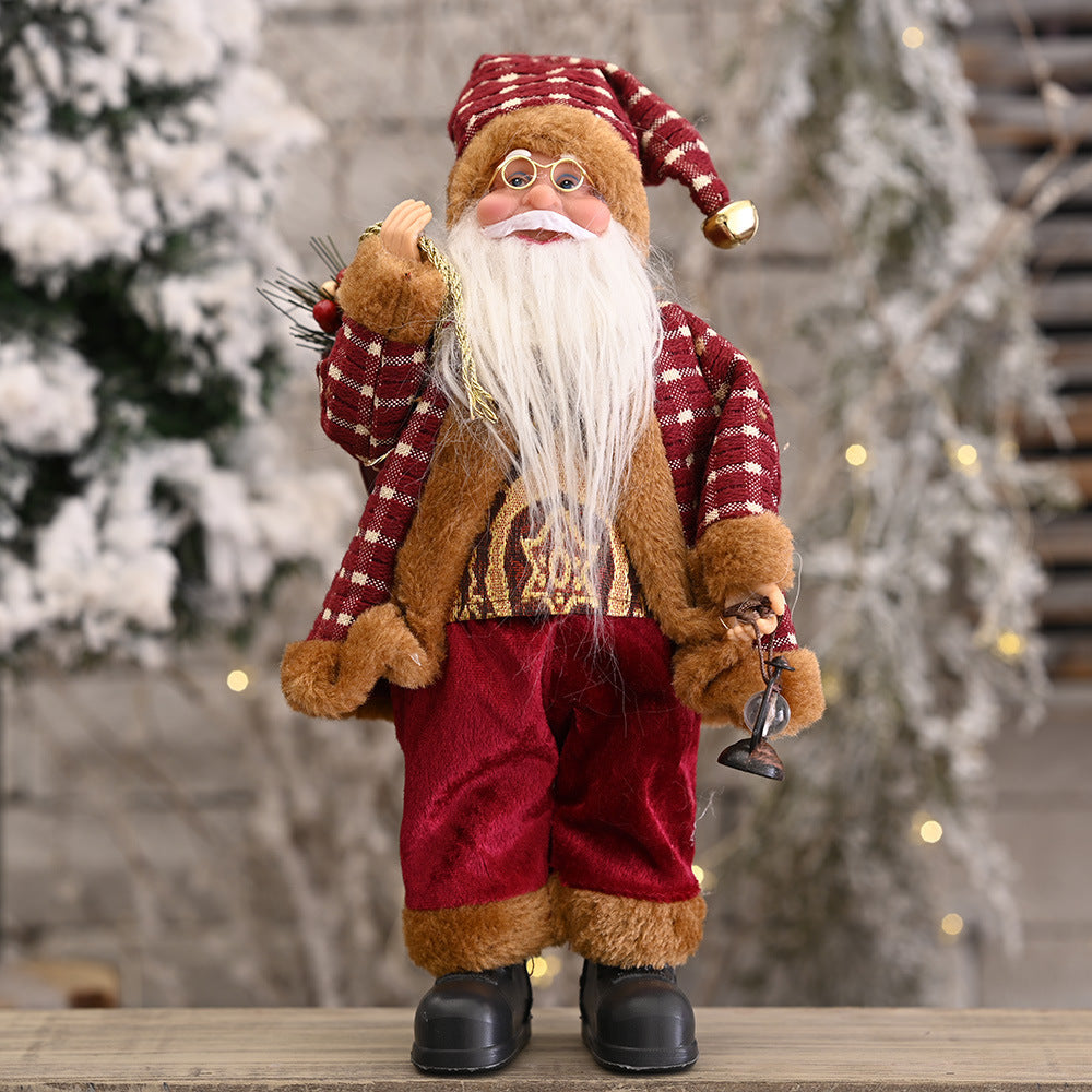 HKM-704339 Standing Santa Claus Doll - Decorative Christmas Ornament - Plastic Material, Semi-Manual Craft