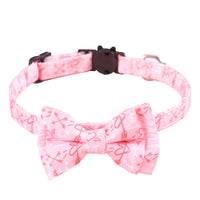 HKM-704403 Rainbow Heart Pattern Cat and Dog Leash with Bow Tie - Adjustable Collar, Red and Pink Hearts, 20-32cm