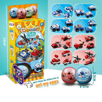 HKM-704467 Building Blocks Deformation Toy Set - Police Car & Fire Truck with Surprise Egg Capsule, 30-Piece Educational and DIY Model Toys