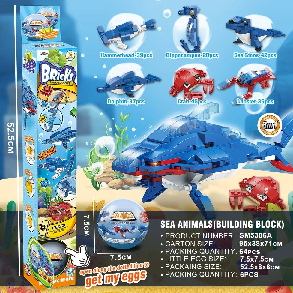 HKM-704467 Building Blocks Deformation Toy Set - Police Car & Fire Truck with Surprise Egg Capsule, 30-Piece Educational and DIY Model Toys
