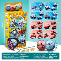 HKM-704467 Building Blocks Deformation Toy Set - Police Car & Fire Truck with Surprise Egg Capsule, 30-Piece Educational and DIY Model Toys