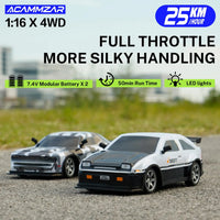HKM-704851 1:16 Electric 4WD Drift Car RC Toy with Replaceable Tires and Modular Battery for Indoor-Outdoor Racing