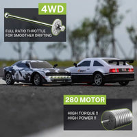 HKM-704851 1:16 Electric 4WD Drift Car RC Toy with Replaceable Tires and Modular Battery for Indoor-Outdoor Racing