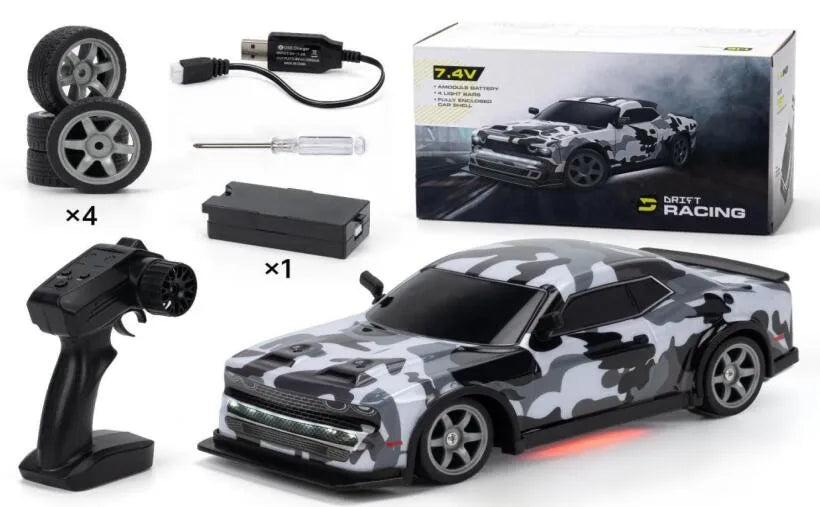 HKM-704851 1:16 Electric 4WD Drift Car RC Toy with Replaceable Tires and Modular Battery for Indoor-Outdoor Racing