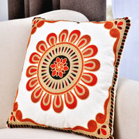 HKM-705171 Pastoral Style Cotton Circle Embroidered Pillow Cover - 45x45 cm