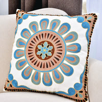 HKM-705171 Pastoral Style Cotton Circle Embroidered Pillow Cover - 45x45 cm