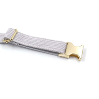 HKM-705235 Far Mountain Grey Striped Corduroy Dog Collar with Custom Lettering Options