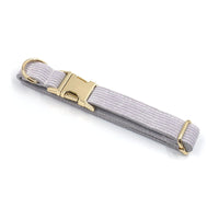 HKM-705235 Far Mountain Grey Striped Corduroy Dog Collar with Custom Lettering Options