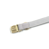 HKM-705235 Far Mountain Grey Striped Corduroy Dog Collar with Custom Lettering Options