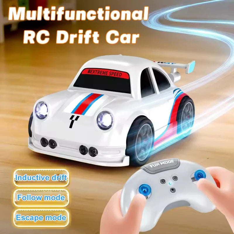 HKM-705299 Smart Drift Race Car with Obstacle Avoidance, Multi-Function Remote Control, Music & Lights - 12cm x 8cm x 5.2cm