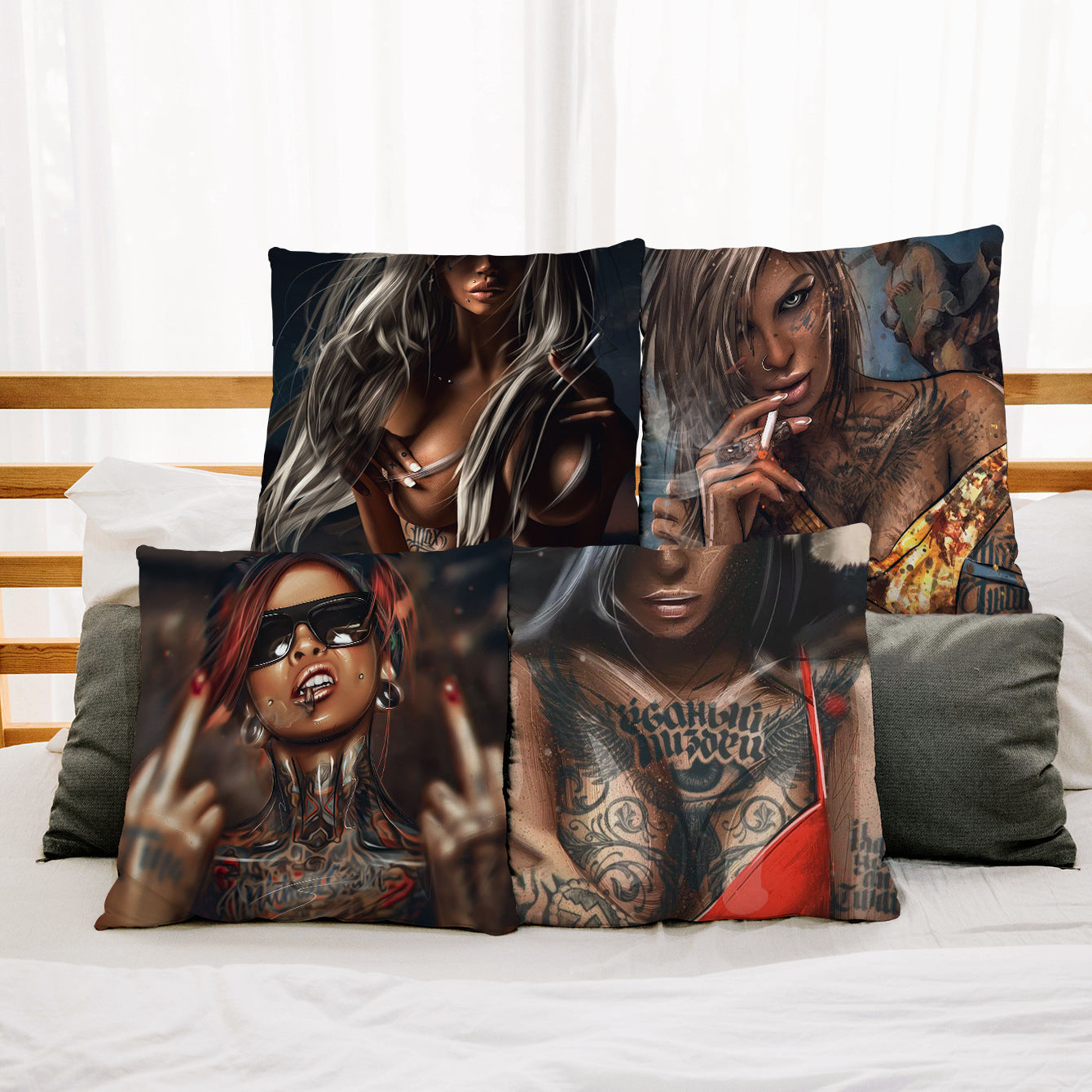 HKM-705363 Cartoon Peach Skin Pillowcase for Living Room and Bedroom, 45x45cm