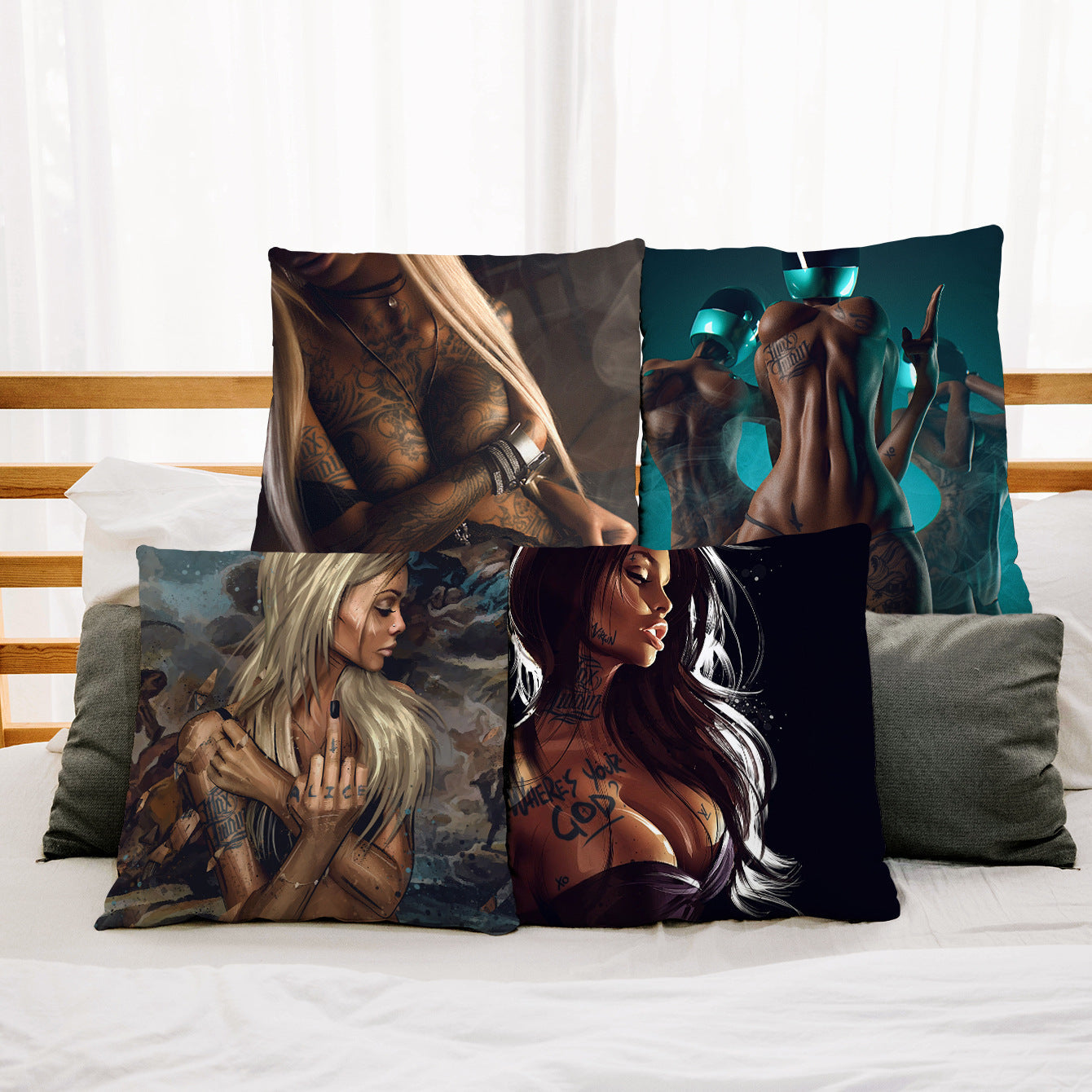 HKM-705363 Cartoon Peach Skin Pillowcase for Living Room and Bedroom, 45x45cm