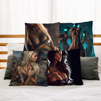 HKM-705363 Cartoon Peach Skin Pillowcase for Living Room and Bedroom, 45x45cm