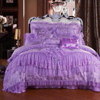 HKM-705363 Elegant Four-Piece Lace Wedding Bedding Set in Various Colors and Sizes