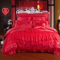 HKM-705363 Elegant Four-Piece Lace Wedding Bedding Set in Various Colors and Sizes